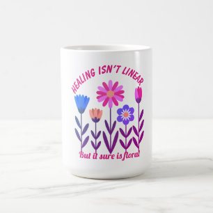 Caneca De Café A cura não é uma mug de motivação linear floral
