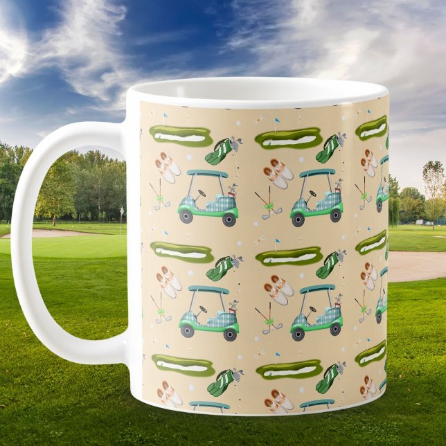 Caneca De Café A Day Of Golfing Pattern  (Criador carregado)