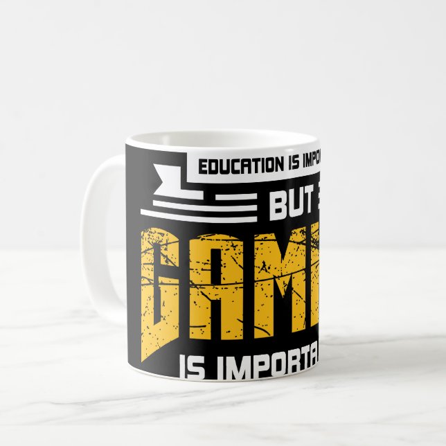 Caneca De Café A educação é importante mas o jogo é… - vintage (Frente Esquerda)
