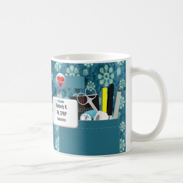 Caneca De Café A enfermeira personalizada esfrega em flores da (Direita)