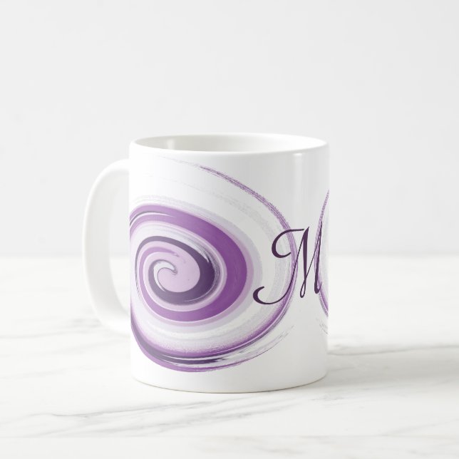 Caneca De Café A escova violeta abstrata afaga a espiral. (Frente Esquerda)