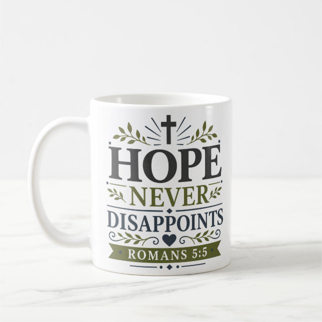 Caneca De Café A Esperança Nunca Decepciona Citação da Verdade Bí (Esquerda)