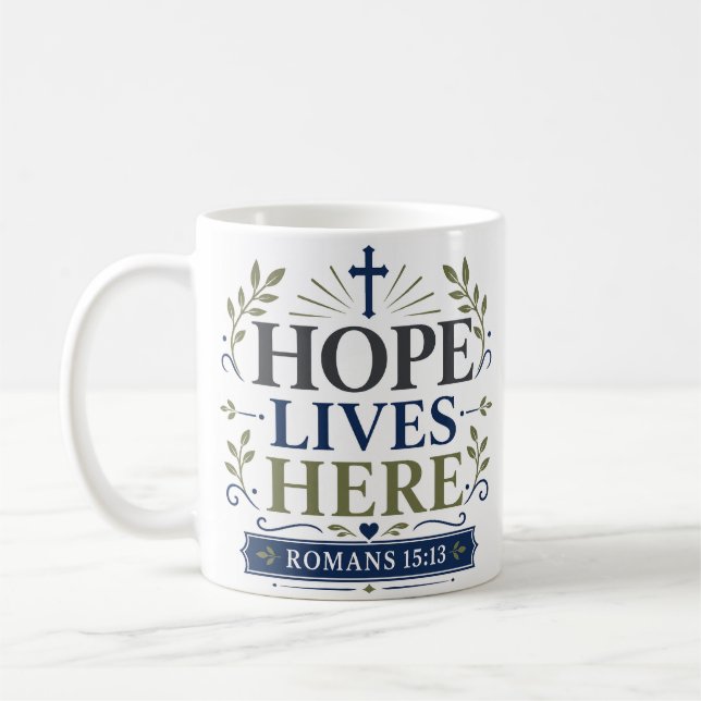Caneca De Café A Esperança Vive Aqui Devocional Diário de Fé (Esquerda)