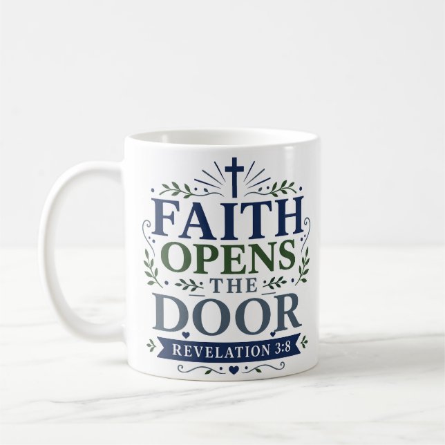 Caneca De Café A Fé Abre A Porta Citação Inspiradora Ousada (Esquerda)