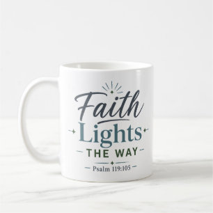 Caneca De Café A Fé Ilumina o Caminho Citação de Escritura Matina