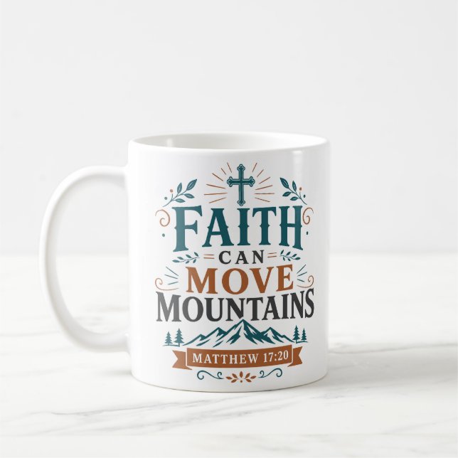 Caneca De Café A Fé Pode Mover Montanhas Citação Bíblica Cristã (Esquerda)
