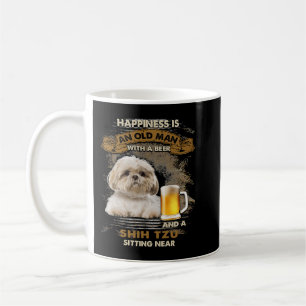 Caneca De Café A felicidade é um velho com cerveja e um shizu