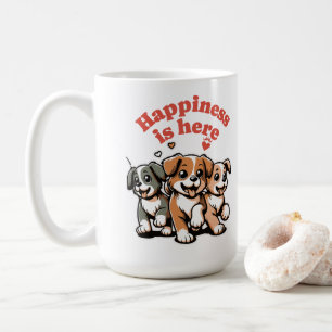 Caneca De Café A Felicidade Está Aqui Cachorro Cuppy