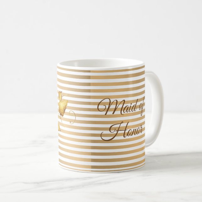 Caneca De Café A folha Dourado no ouro listra a madrinha de (Frente Esquerda)