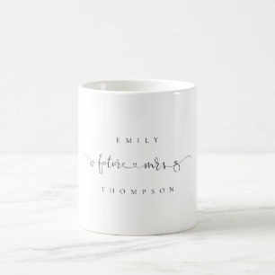Caneca De Café A futura Sra. Nome Heart Ring Bride deve ser