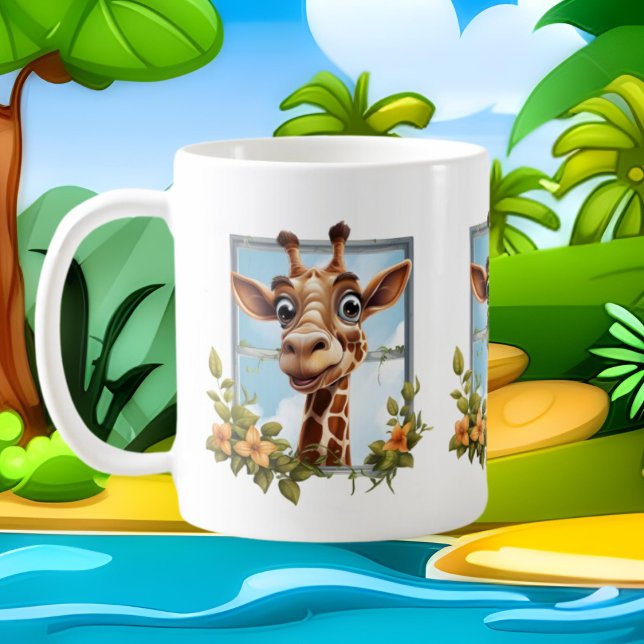 Caneca De Café A girafa bonita ama a selva (Criador carregado)