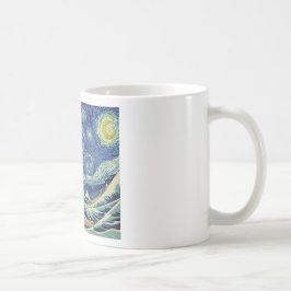 Caneca De Café A grande onda fora de Kanagawa - a noite estrelado