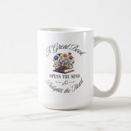 Caneca De Café A Great Book Delights Floral