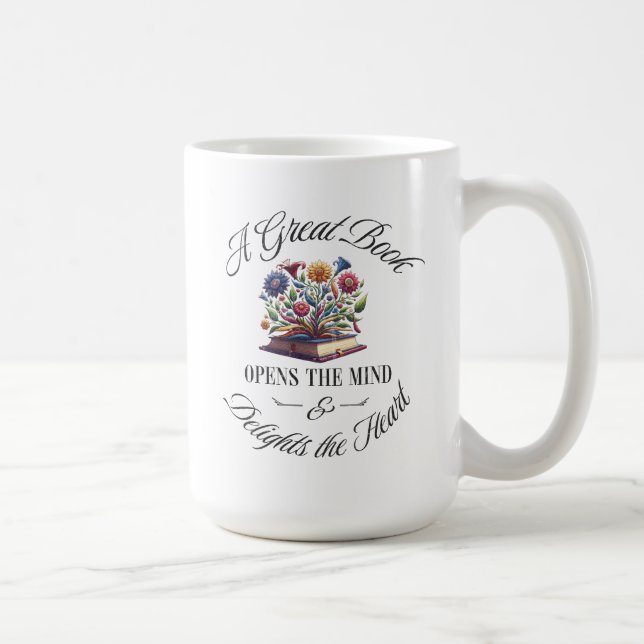 Caneca De Café A Great Book Delights Floral  (Direita)