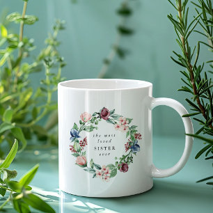 Caneca De Café A Irmã Mais Amada de Todos os Tempos Coroa Floral