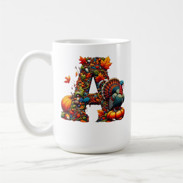 Caneca De Café A letter A in Thanksgiving style (Esquerda)