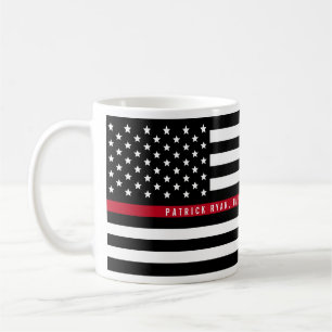 Caneca De Café A linha vermelha fina bandeira do sapador-bombeiro