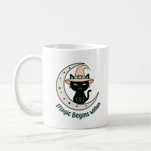 Caneca De Café A Magia Começa Dentro do Chapéu de Bruxa de Gato P