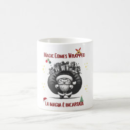Caneca De Café A Magia Vem Embrulhada – Design de Natal Bilíngue