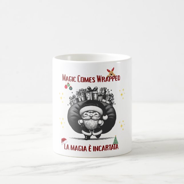 Caneca De Café A Magia Vem Embrulhada – Design de Natal Bilíngue (Centro)