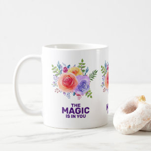 Caneca De Café A Mágica está em você Cotação Watercolor Floral De