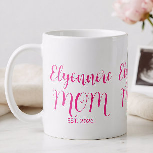 Caneca De Café A mamãe estabeleceu o nome do script rosa
