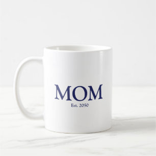 Caneca De Café A marinho da mãe azul branco data estabelecida