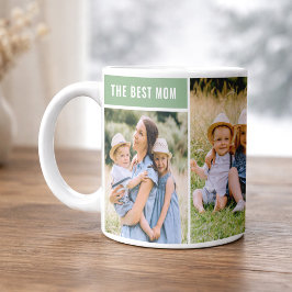 Caneca De Café A Melhor Colagem de Fotos Verde da Mamãe
