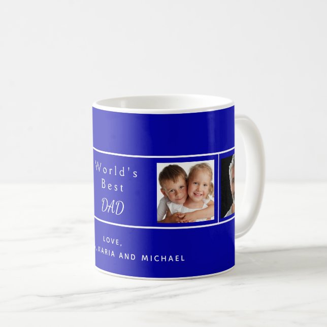 Caneca De Café A melhor família de pais colagem fotográfica royal (Frente Esquerda)