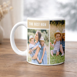 Caneca De Café A Melhor Mãe Colagem de Fotos Neutra