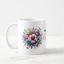 Caneca De Café A melhor mãe de sempre, aquarela floral