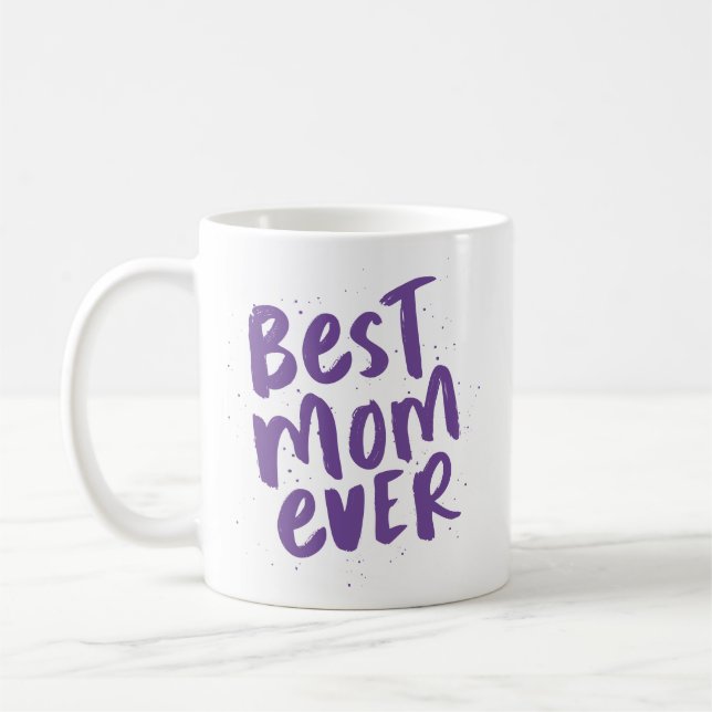 Caneca De Café A melhor mãe do dia de as mães roxo moderno (Esquerda)