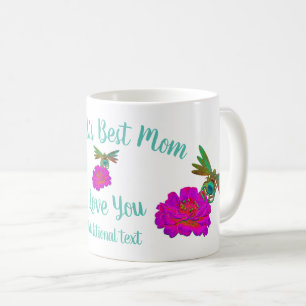 Caneca De Café A melhor mãe Dragonfly Zinnia personalizada