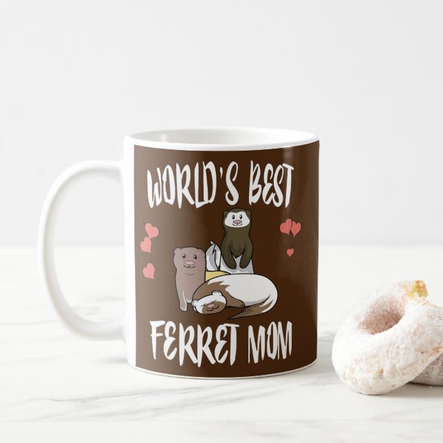 Caneca De Café A Melhor Mãe Ferret do Mundo  (Com Donut)