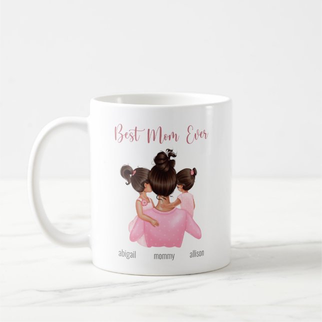 Caneca De Café A Melhor Mãe Já Personalizou Aquarela Rosa (Esquerda)