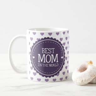 Caneca De Café A melhor mãe no mundo violeta corações e círculo
