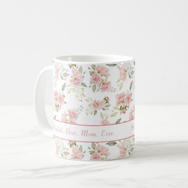 Caneca De Café A Melhor Mãe Rosa Já Chamada (Frente Esquerda)