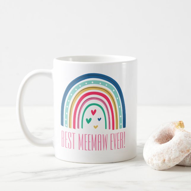 Caneca De Café A Melhor Meemaw De Arco-Íris (Com Donut)