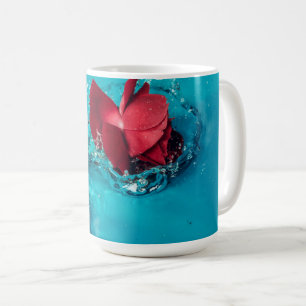 Caneca De Café A melhor Rosa vermelha com fundo azul