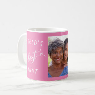 Caneca De Café A melhor tia personalizada rosa fotográfico do mun
