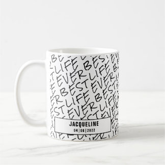 Caneca De Café A Melhor Vida do Texto Branco Negro Já Personaliza