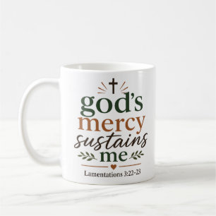 Caneca De Café A Misericórdia de Deus Me Sustenta Citação Cristã 