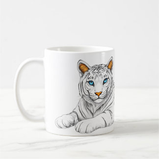 Caneca De Café A mug with the image of a tiger with burning eyes.