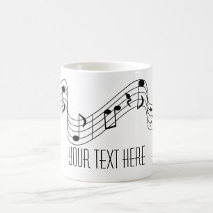 Caneca De Café A música branca preta simples nota o nome feito
