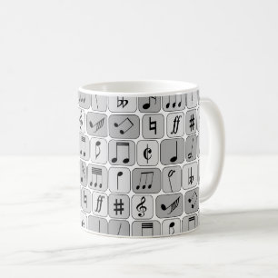 Caneca De Café A música geométrica monocromática à moda nota 