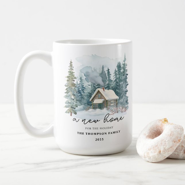 Caneca De Café A New Home Calligraphy Holiday Moving Keepsake (Com Donut)
