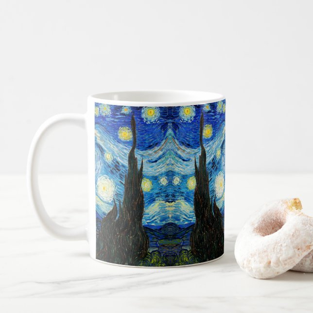 Caneca De Café A Noite Estrelada de Vincent Van Gogh (Com Donut)