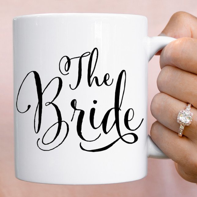Caneca De Café A Noiva Elegante Casamento Letra Preta (Criador carregado)