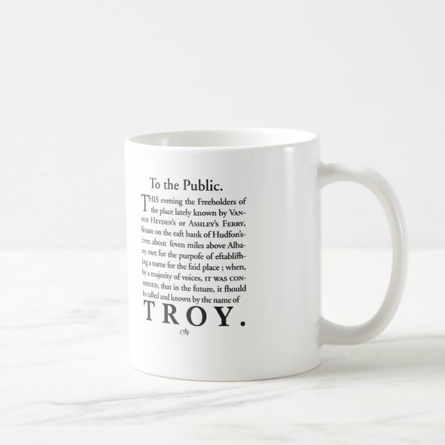 Caneca De Café A nomeação de Troy, NY 1789 (Direita)