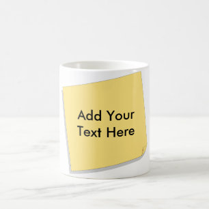Caneca De Café A nota de post-it adiciona seu próprio texto